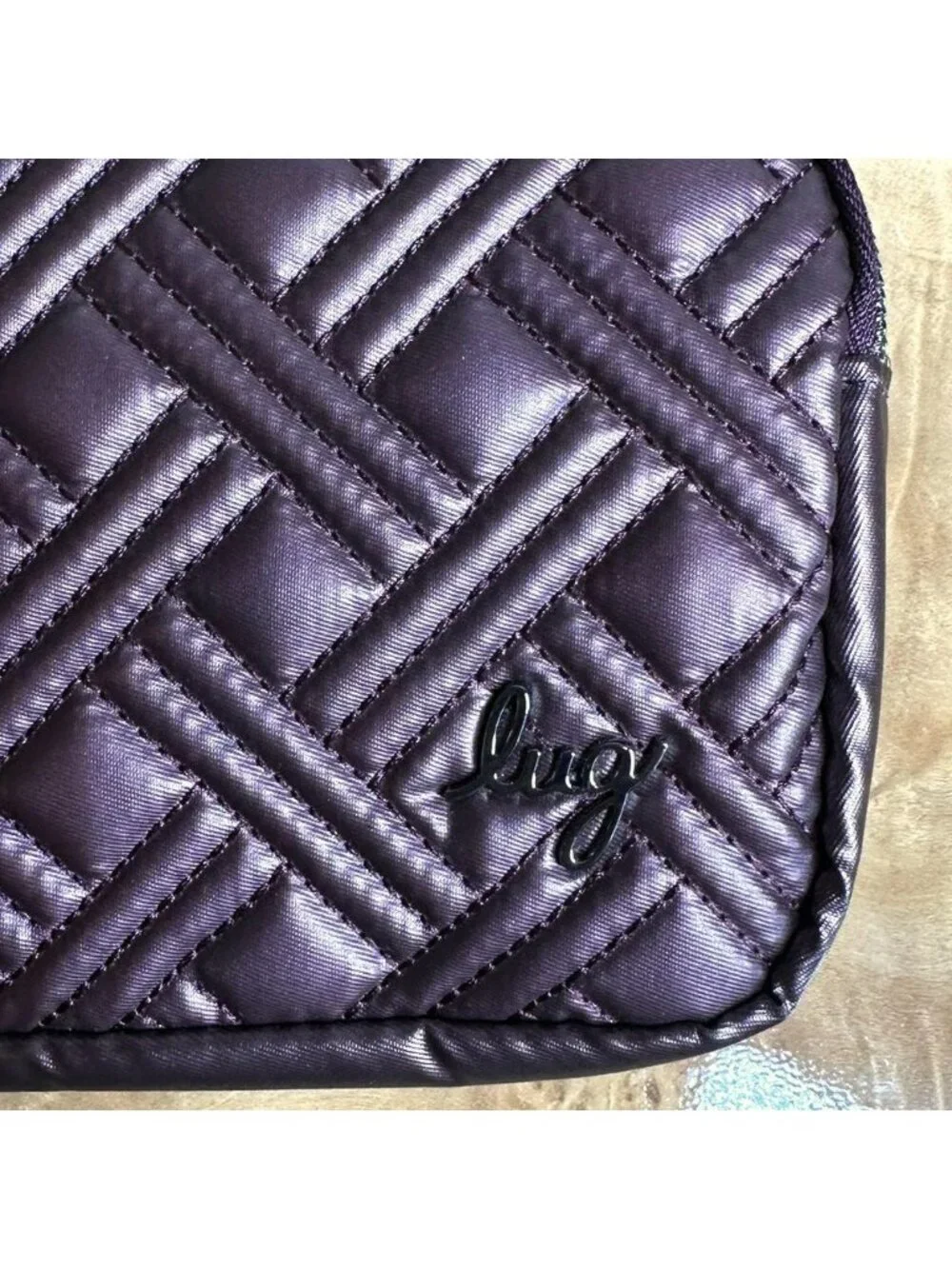 Lug RFID Blocking Purple Quilted Crossbody Belt Bag Travel Organizer Convertible